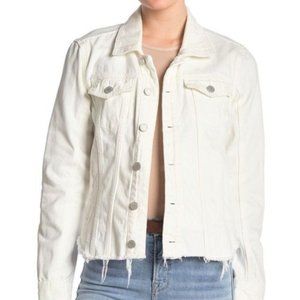 Blank NYC White Jean Jacket, Frayed Bottom